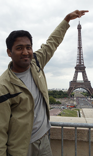 Picture of Ajay in Paris at the Eiffel Tower