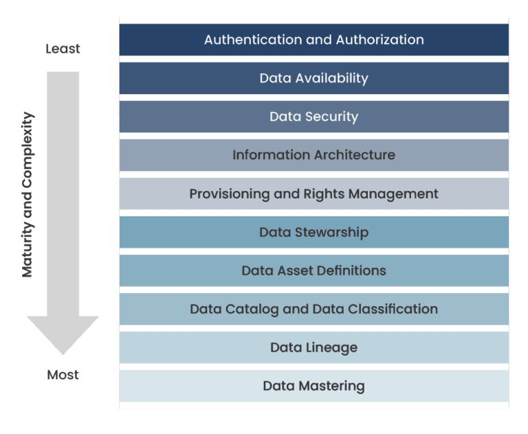 A high-level graphic that shows how data governance is structured.