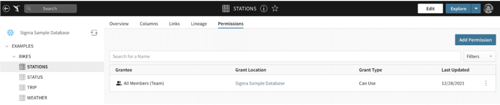 user permissions in Sigma