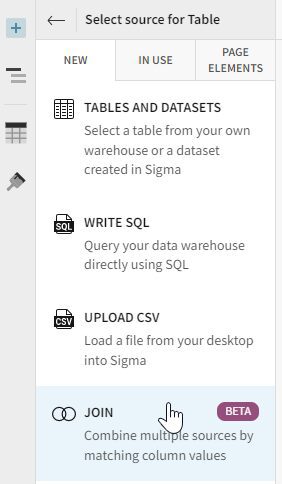 a screenshot of how to navigate to add a new join in Sigma Computing