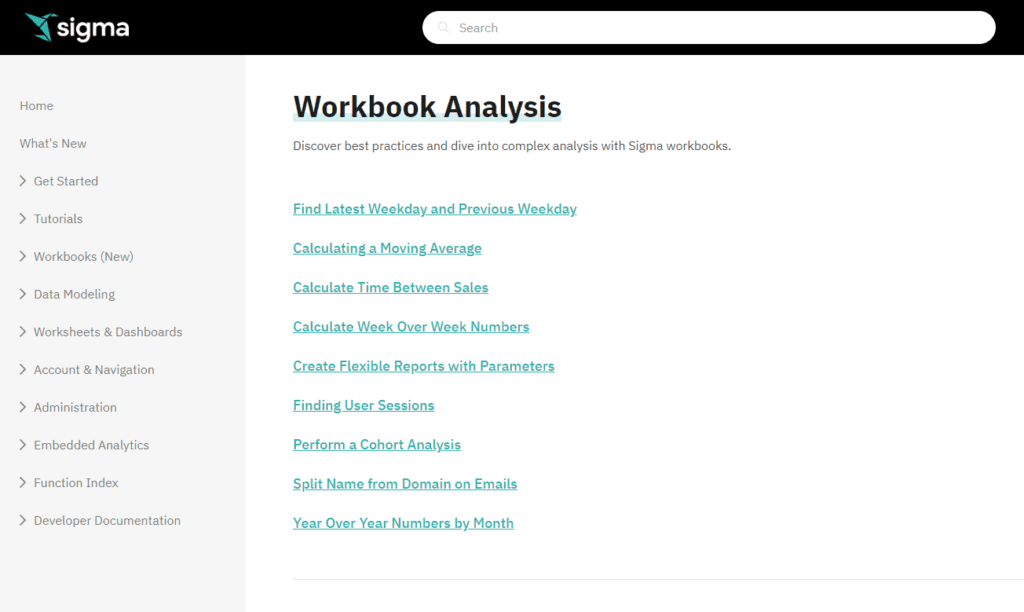example workbook analysis resources in Sigma Computing