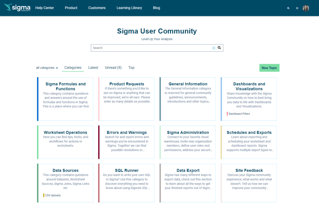 Sigma Community Topic Categories