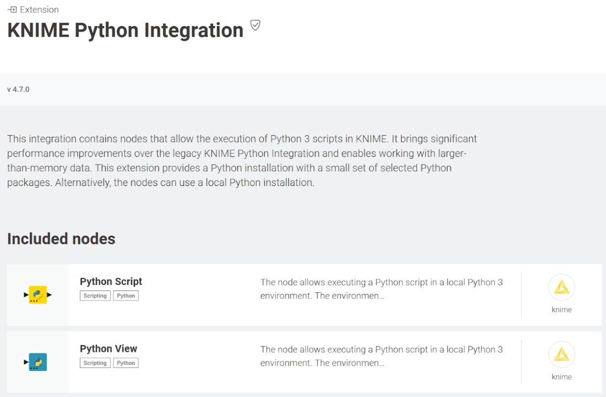 KNIME Python Integration Extension.png]