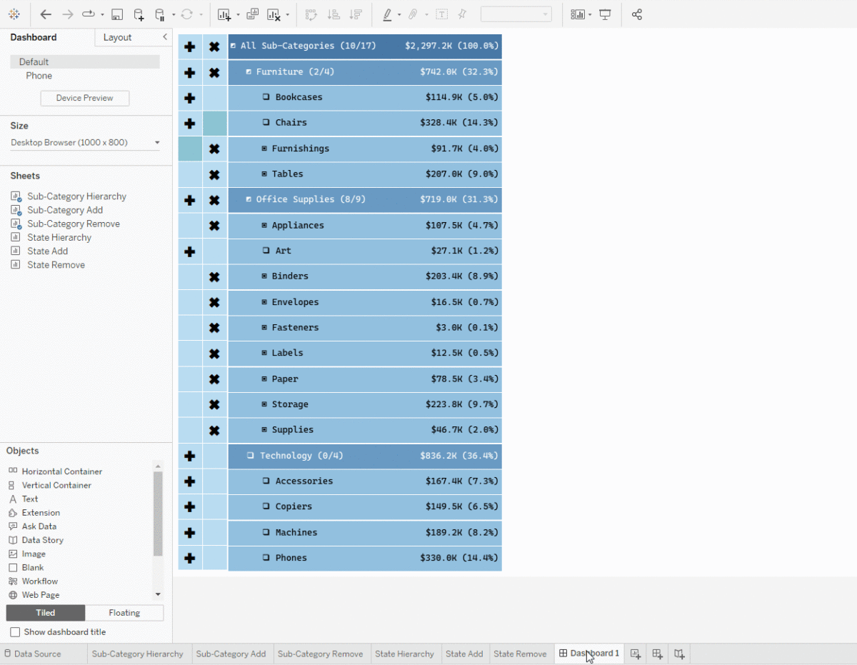 A gif showing the process of replacing sheets in a dashboard