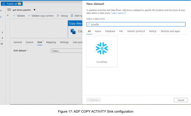 ADF COPY ACTIVITY Sink configuration