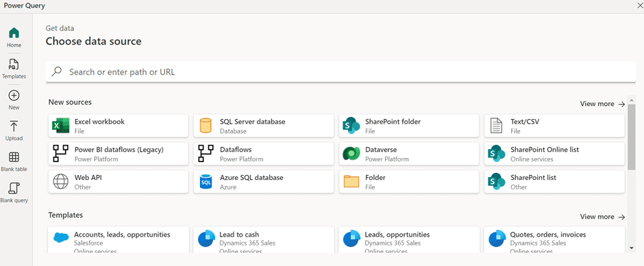A screenshot showing the "Define new tables" option