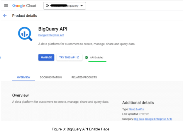 BigQuery API Enable Page