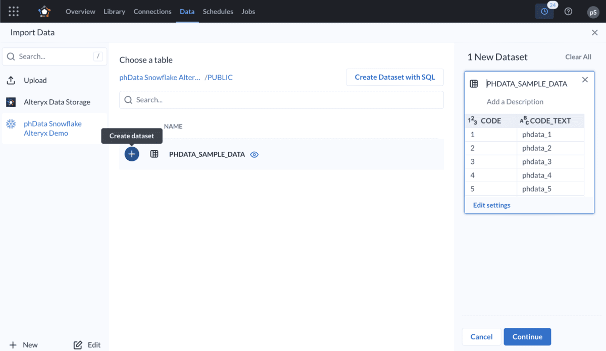 A screenshot showing the "continue" tab.