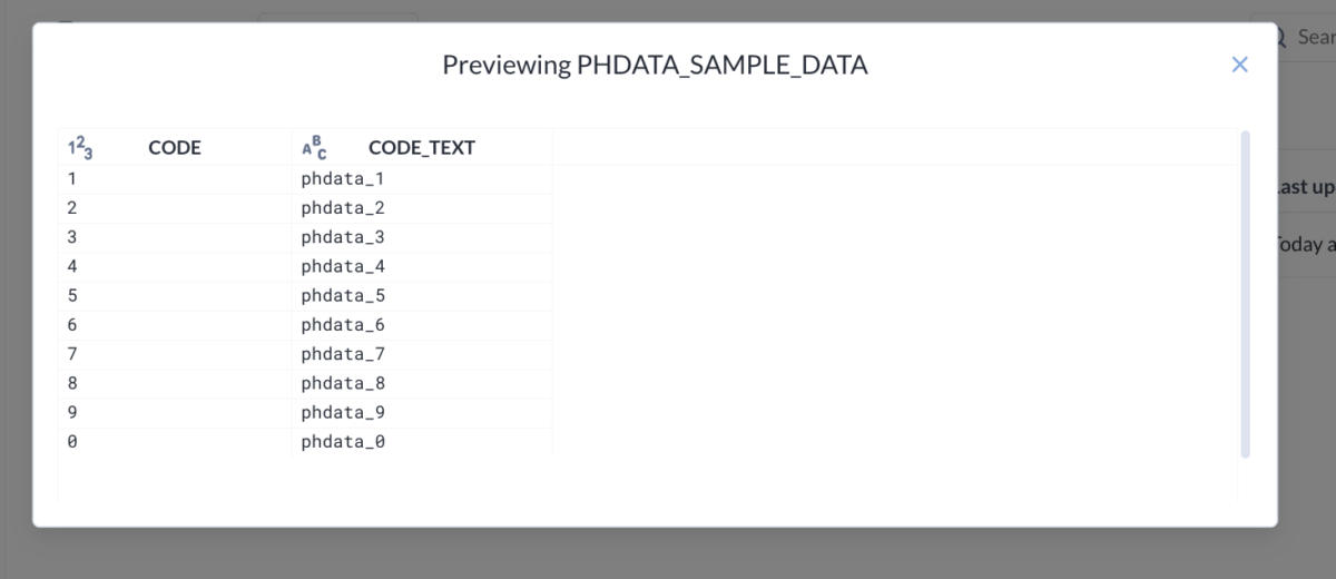 A screenshot showing the final preview of the phData Sample Data.