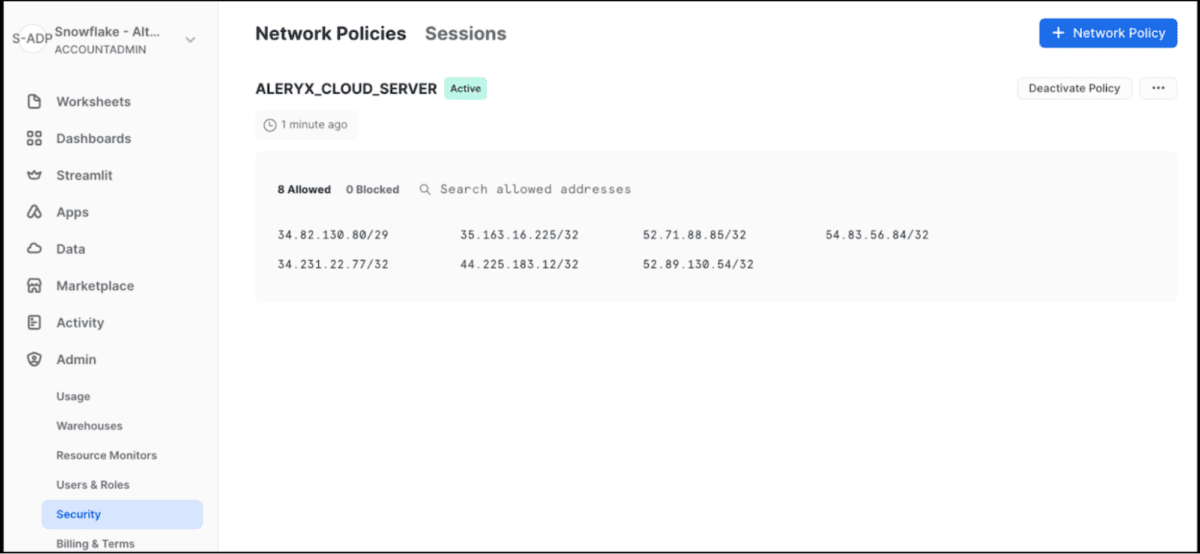 Meta: A screenshot showing the completed network policy.