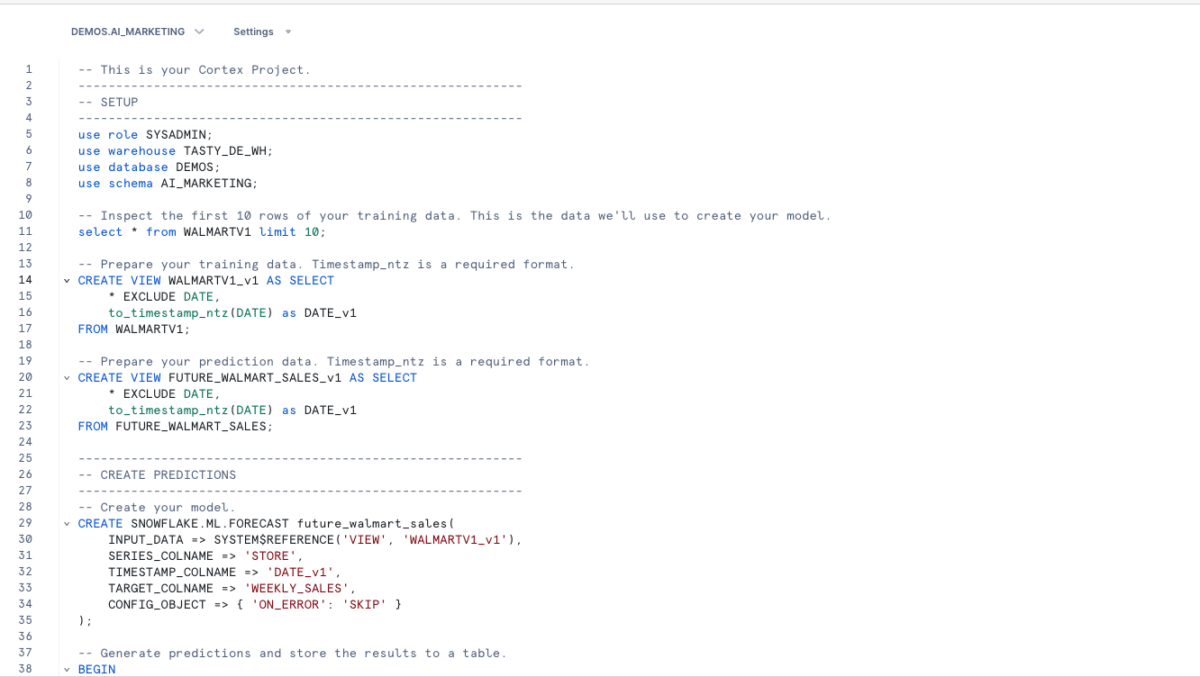 A screenshot showing the code to run.