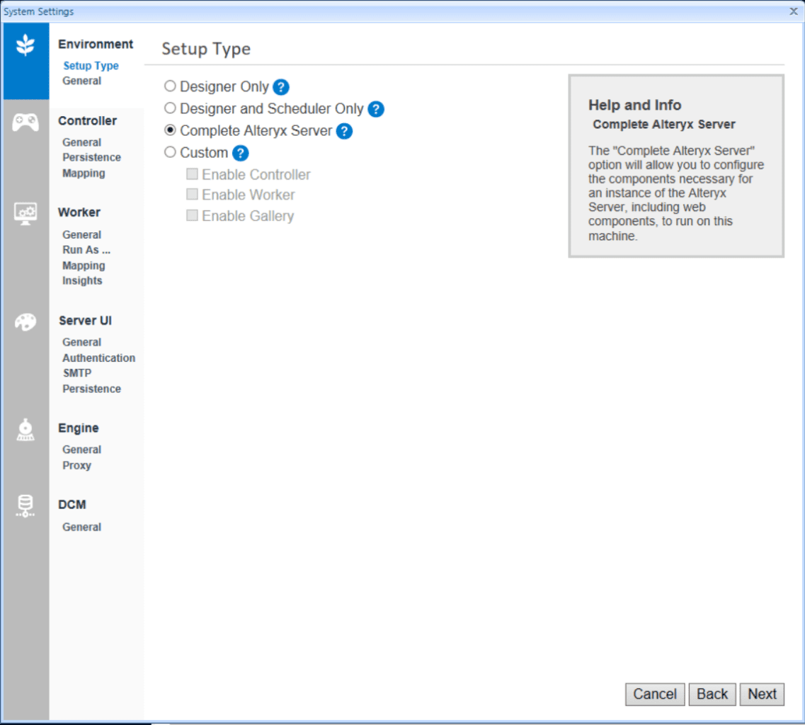 The System Settings window