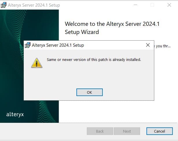 An extra information popup dialog in the Setup Wizard.