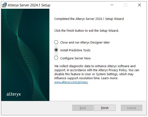 The Setup Wizard showing aditional options before finishing