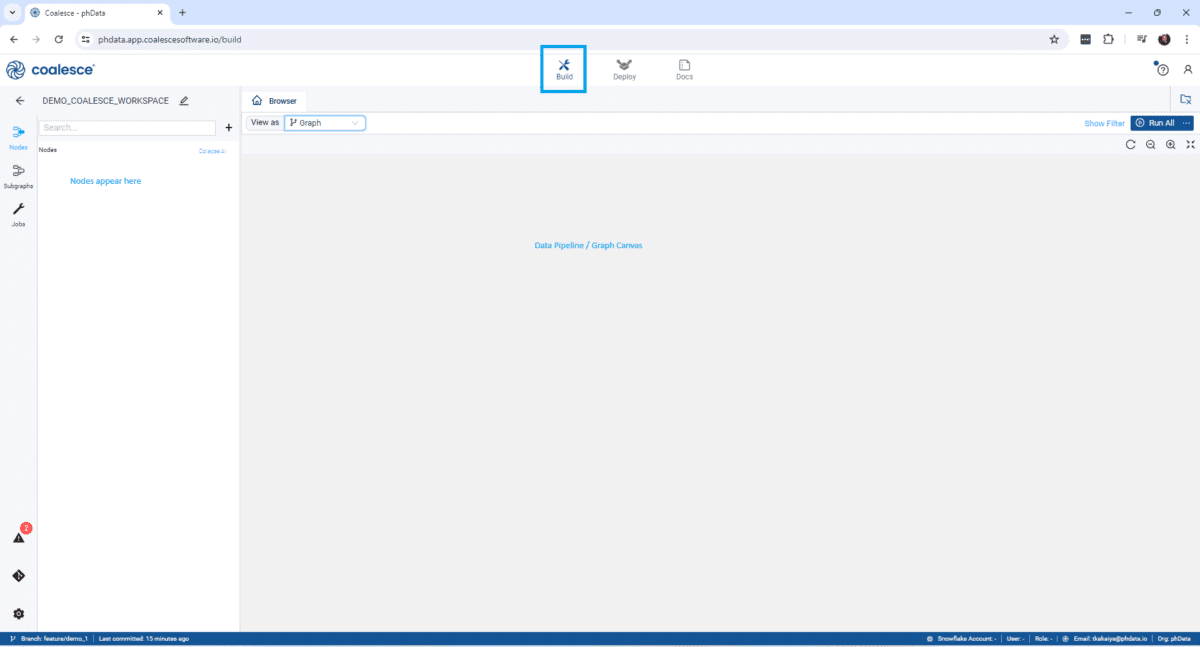 A blank workspace in Coalesce.