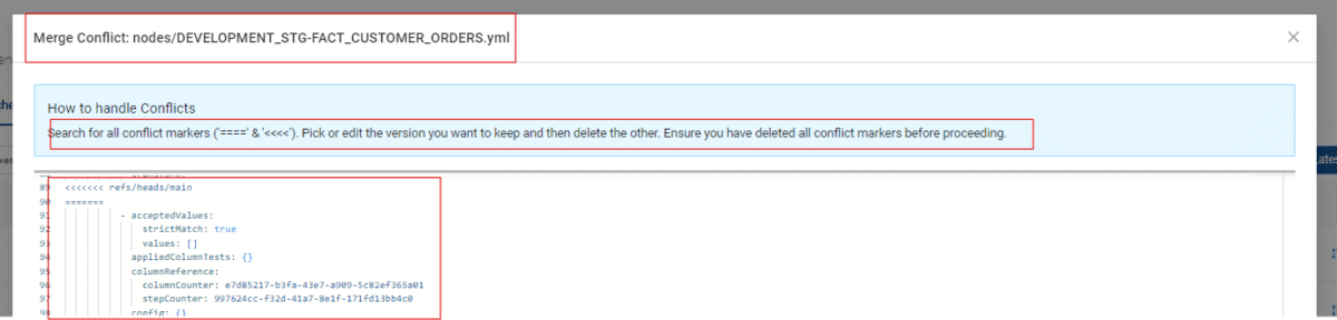 Screenshot of the Merge Conflicts view