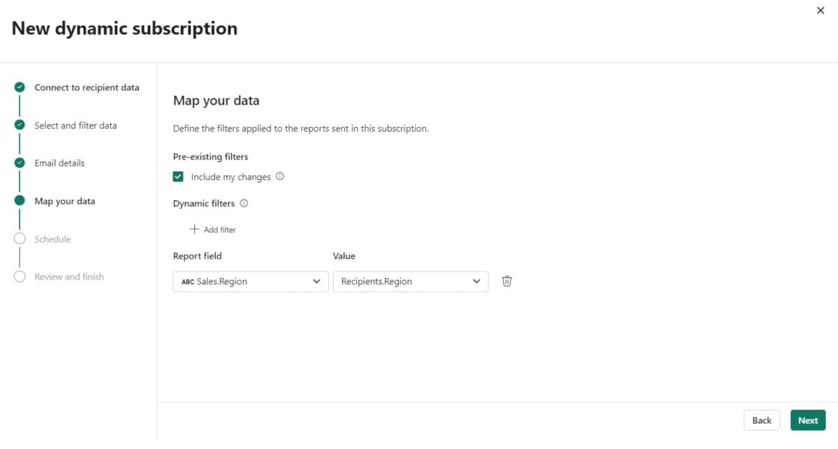 Screenshot of the fourth step in the subscription creation