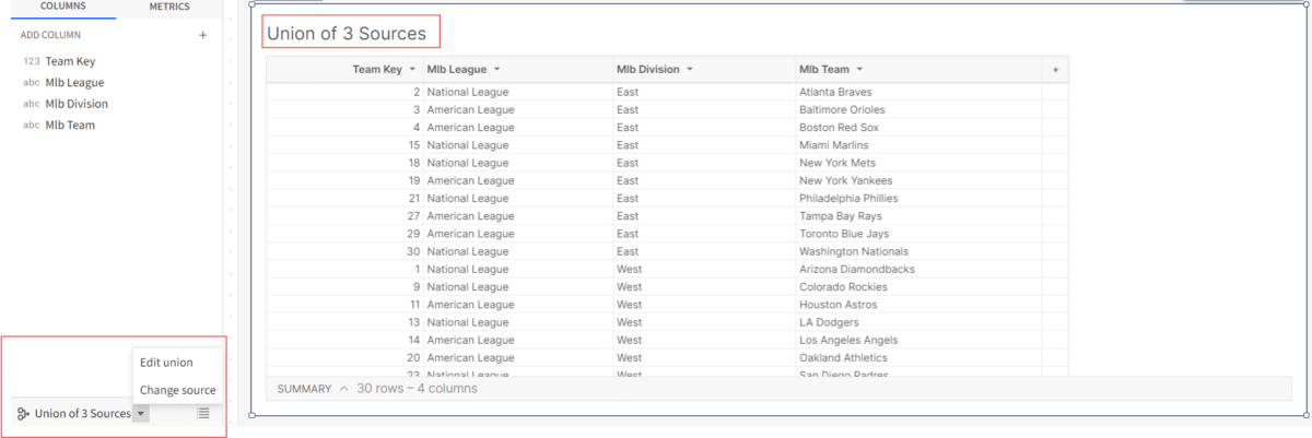 Screenshot of the complete view of the resulting union, showing where to find the "Edit union" option.
