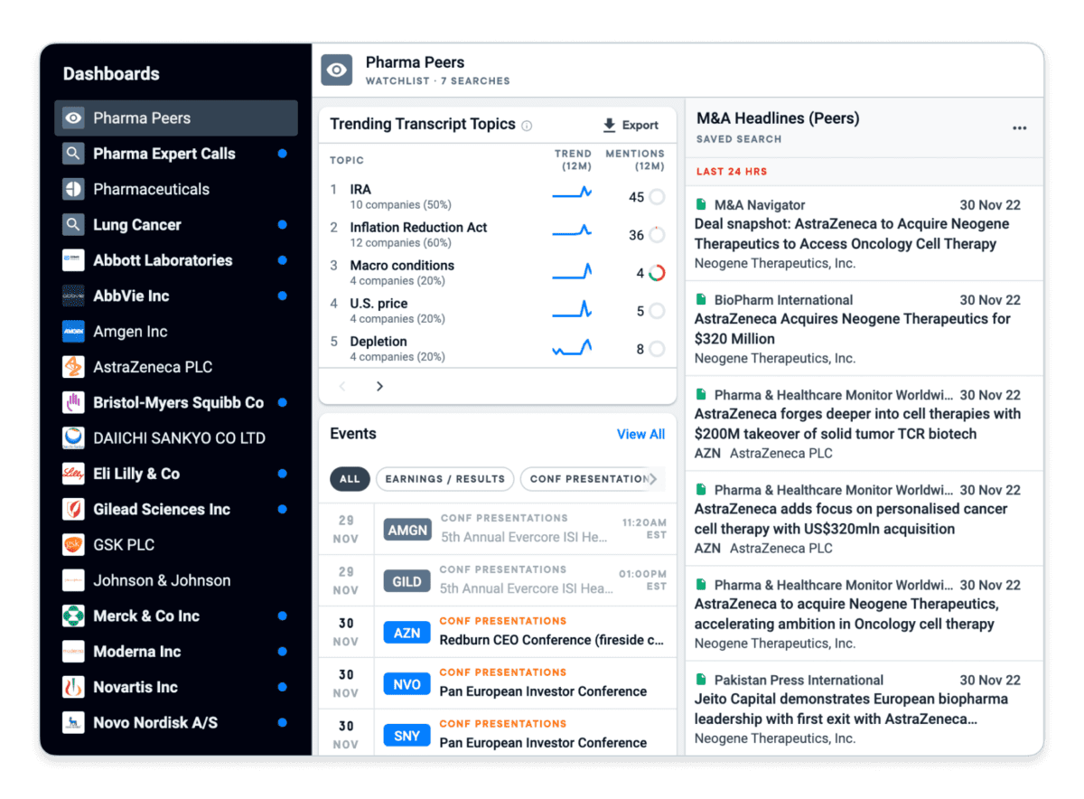 Screenshot showing AlphaSense's main page