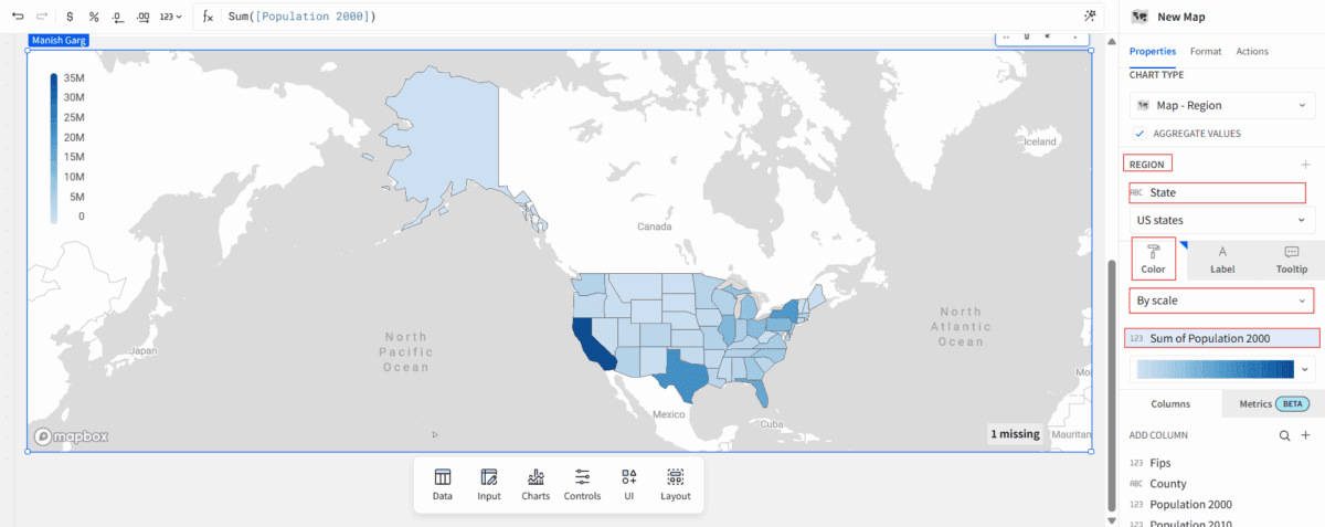 The map preview shown along with the side options to customize it