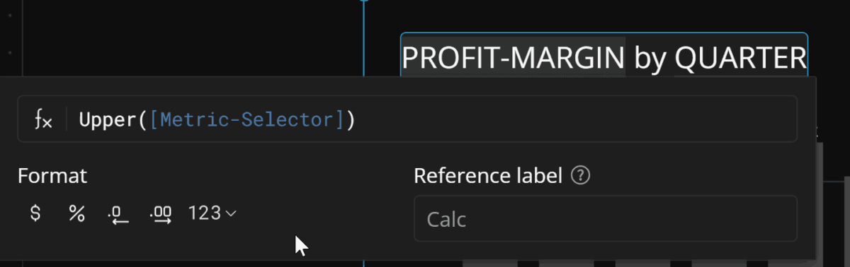 The formatted chart title, shown in uppercase.
