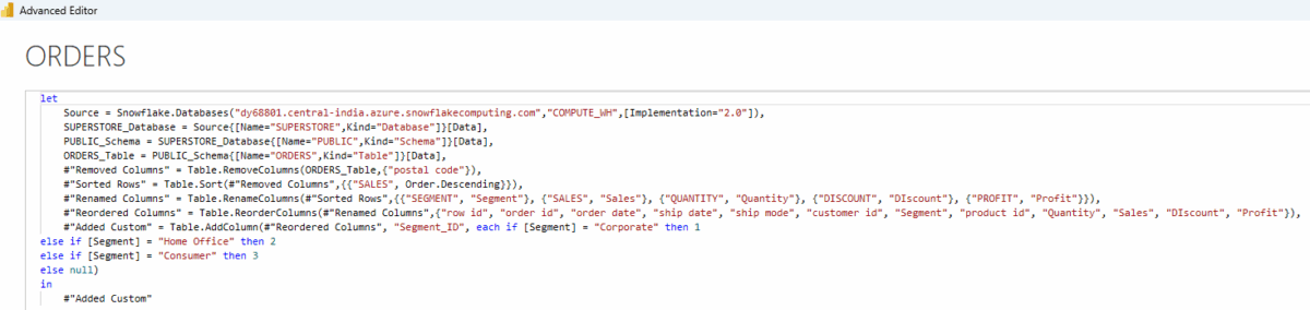 The "Advanced Editor" showing the query without the flag