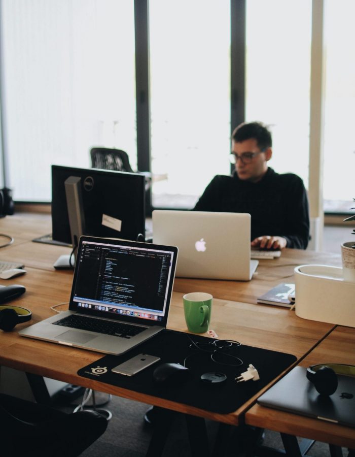 Adult male working on computer